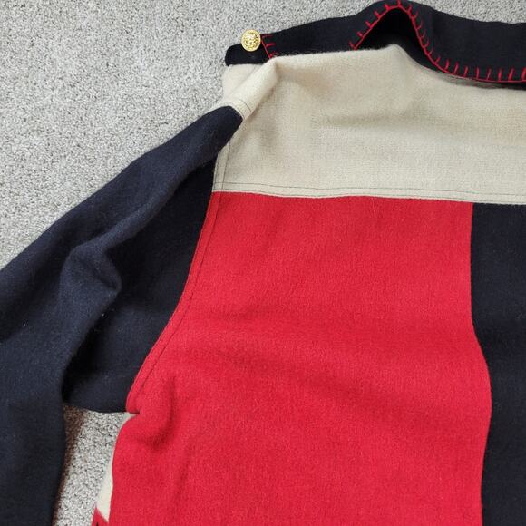 At Ease Women's Wool Cardinal Jacket 1X Red Black Collared Embroidered Patchwork - Picture 5 of 12